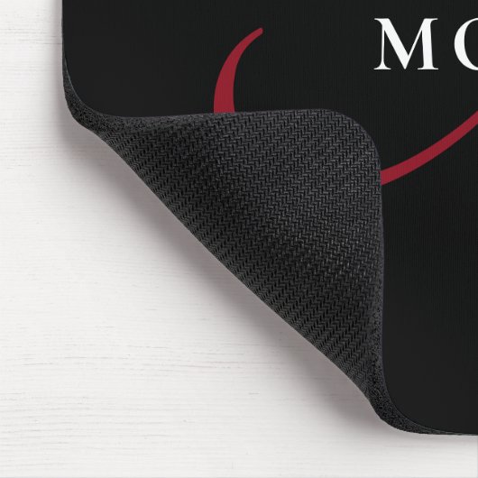 Elegantes, modernes Schwarzes Script Monogram Mousepad (Ecke)