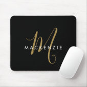 Elegantes, modernes Schwarzes Script Monogram Mousepad (Mit Mouse)