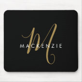 Elegantes, modernes Schwarzes Script Monogram Mousepad (Vorne)