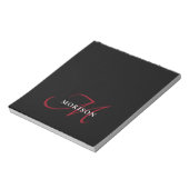 Elegantes, modernes Schwarzes Script Monogram Notizblock (Rotiert)