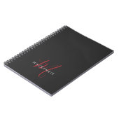Elegantes, modernes Schwarzes Script Monogram Notizblock (Linke Seite)
