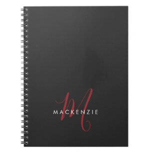 Elegantes, modernes Schwarzes Script Monogram Notizblock