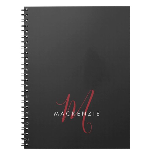 Elegantes, modernes Schwarzes Script Monogram Notizblock (Vorderseite)