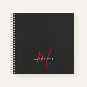 Elegantes, modernes Schwarzes Script Monogram Notizblock