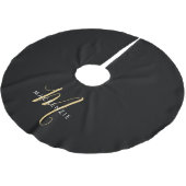 Elegantes, modernes Schwarzes Script Monogram Polyester Weihnachtsbaumdecke (Schrägansicht)