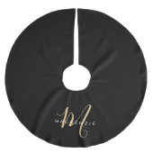 Elegantes, modernes Schwarzes Script Monogram Polyester Weihnachtsbaumdecke (Vorderseite)