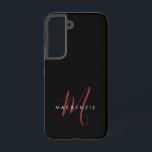 Elegantes, modernes Schwarzes Script Monogram Samsung Galaxy Hülle<br><div class="desc">Elegante moderne Schwarz-Script Monogram Phone Case. Ein elegantes Rot-Skript-Monogramm kombiniert mit einem weißen San-Serif-Schriftart verleiht dem Ganzen einen zeitgemäßen Look.</div>