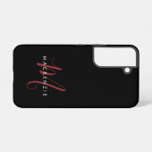 Elegantes, modernes Schwarzes Script Monogram Samsung Galaxy Hülle (Rückseite (Horizontal))