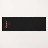Elegantes, modernes Schwarzes Script Monogram Yogamatte (Vorderseite (Horizontal))