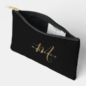 Elegantes, modernes Schwarzes Script Monogram Zubehörtasche (Offen)