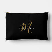 Elegantes, modernes Schwarzes Script Monogram Zubehörtasche (Vorderseite)