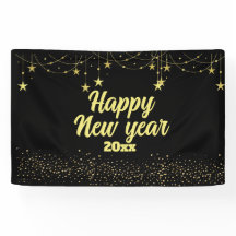 Elegantes Modernes Schwarzes und Gold Happy Neues