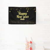 Elegantes Modernes Schwarzes und Gold Happy Neues Banner (InSitu)