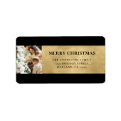 Elegantes Modernes Schwarzes und Imitat Gold Weihn Adressaufkleber (Vorne)