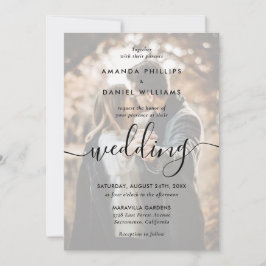 Elegantes, modernes Script 2 Foto Black Wedding Einladung