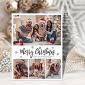 Elegantes, modernes Script 4 Foto Collage Weihnach Postkarte