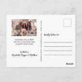 Elegantes, modernes Script 4 Foto Collage Weihnach Postkarte (Rückseite)