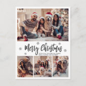 Elegantes, modernes Script 4 Foto Collage Weihnach Postkarte (Vorderseite)