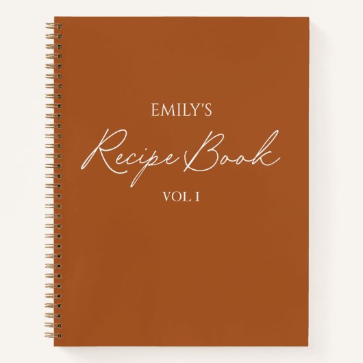 Elegantes, modernes Script braun einfaches Rezept Notizblock (Vorderseite)