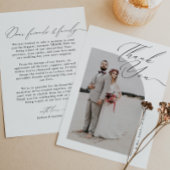 Elegantes modernes Script Calligraphy Foto Wedding Dankeskarte
