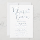 Elegantes, modernes Script Dusty Blue Probe Dinner Einladung (Vorderseite)