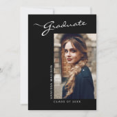 Elegantes modernes Script-Foto | ABSCHLUSS Ankündigung (Vorderseite)