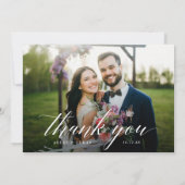 Elegantes modernes Script Foto Hochzeit Dankeschön Dankeskarte (Rückseite)