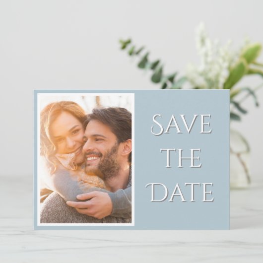 Elegantes, modernes Script-Foto Hochzeit Save The Date (Stehend Vorderseite)
