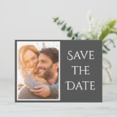 Elegantes, modernes Script-Foto Hochzeit Save The Date (Stehend Vorderseite)