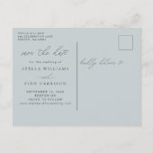 Elegantes modernes Script-Foto Save the Date Hochz Ankündigungspostkarte (Rückseite)