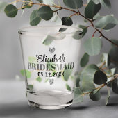 Elegantes Modernes Script Glitzer Herz-Brautparty Schnapsglas