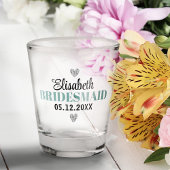 Elegantes Modernes Script Glitzer Herz-Brautparty Schnapsglas