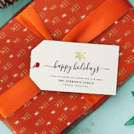 Elegantes, modernes Script Gold Snowflake Happy Ho Geschenkanhänger