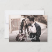 Elegantes, modernes Script Green Foto Hochzeit Dankeskarte (Rückseite)