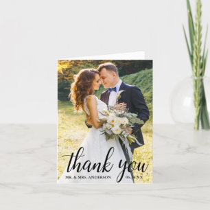 Elegantes, modernes Script - Hochzeitscouple - Fot Dankeskarte