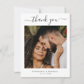 Elegantes, modernes Script-Hochzeitsszitat-Foto Dankeskarte (Vorderseite)