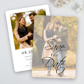Elegantes, modernes Script-Hochzeitsszitat-Foto Save The Date