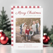 Elegantes, modernes Script Kariertes WeihnachtsFot Feiertagskarte