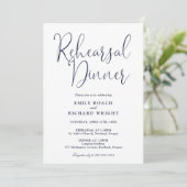 Elegantes, modernes Script Navy Blue Probe Dinner Einladung (Stehend Vorderseite)