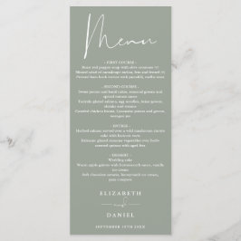 Elegantes, modernes Script Sage Green Wedding Dinn Menükarte