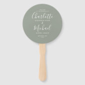 Elegantes, modernes Script-Sage Green Wedding Prog Fächer (Vorderseite)