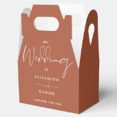 Elegantes, modernes Script Terracotta Wedding Geschenkschachtel (Geöffnet)