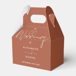 Elegantes, modernes Script Terracotta Wedding Geschenkschachtel
