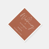 Elegantes, modernes Script Terracotta Wedding Serviette (Ecke)