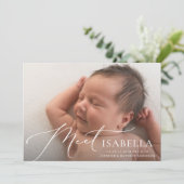 Elegantes, modernes Script trifft zwei Fotos Gebur Ankündigung (Stehend Vorderseite)