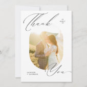 Elegantes, modernes Script Typografy Foto Wedding Dankeskarte (Vorderseite)