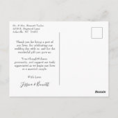 Elegantes modernes Script Wedding Foto Vielen Dank Postkarte (Rückseite)
