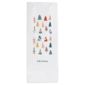 Elegantes modernes Set grüner Weihnachtsbäume Geschenktüte Für Weinflaschen (Rückseite)