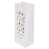 Elegantes modernes Set grüner Weihnachtsbäume Geschenktüte Für Weinflaschen (Vorderseite Schrägansicht)