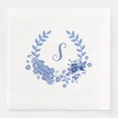 Elegantes modernes Shabby Chic Blaue Blume Serviette (Vorderseite)